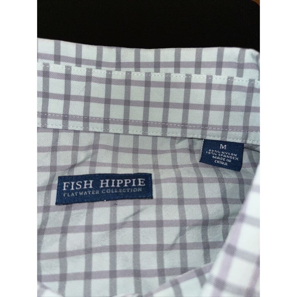Fish Hippie Short Sleeve Button Up Blue‎ Gray Shirt Men's M